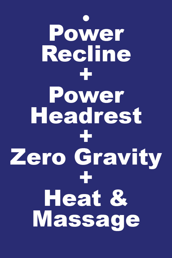 Hang Tag Power Recline + Power Headrest + Zero Gravity Heat & Massage (Blue)