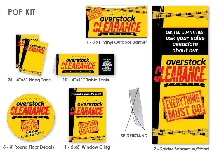 Overstock Clearance In-Store Signage Kit