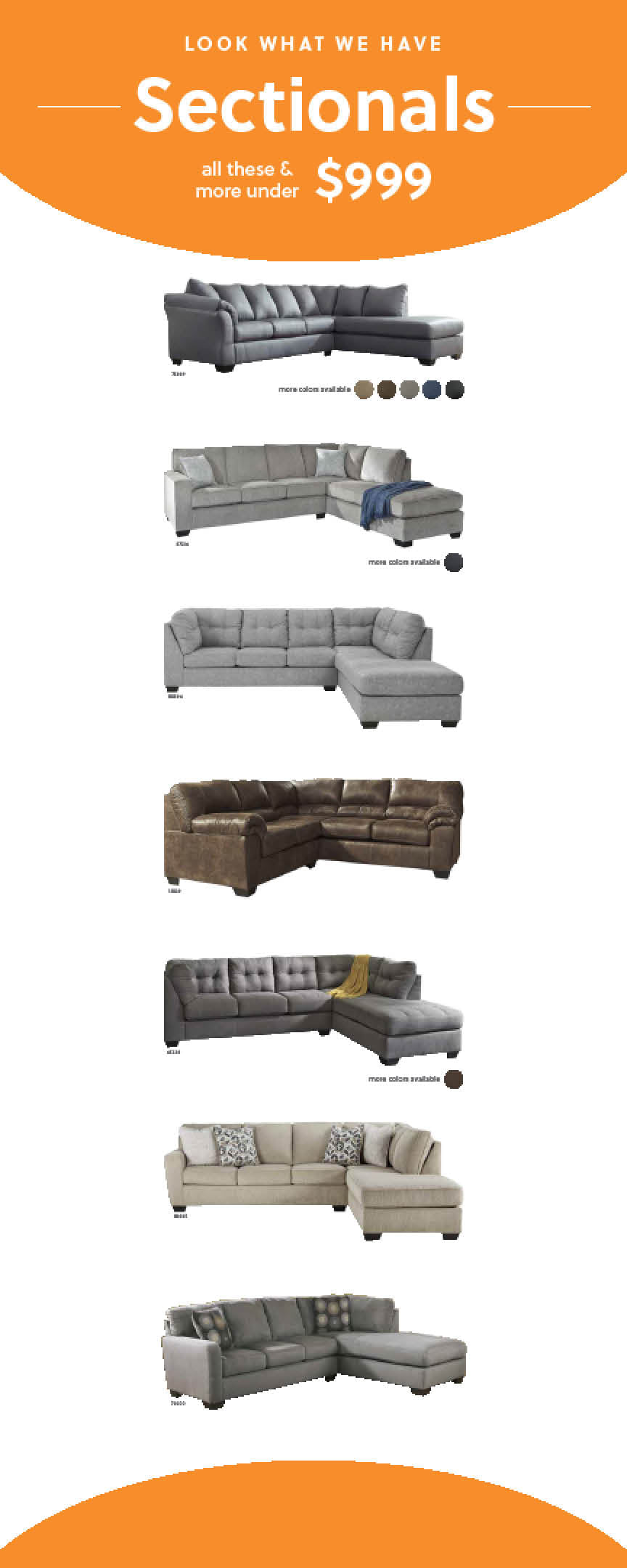 Stationary Signage Price Point Spider Banner -$999 Sectionals